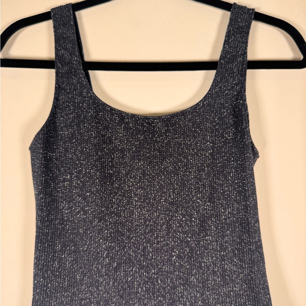 Dynamite Dark Blue and Fitted Sequin Tank Top